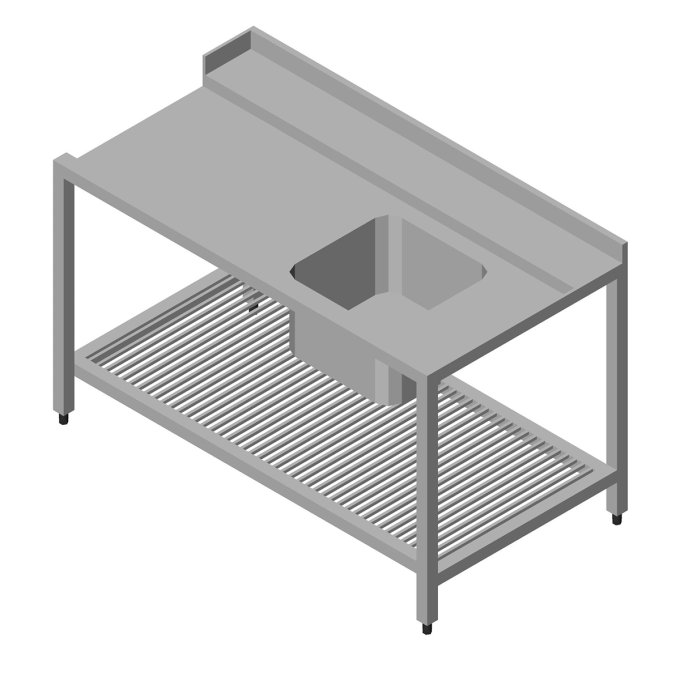 Table lave-vaisselle - 190 x 75 cm - droite - avec évier et étagère de rangement