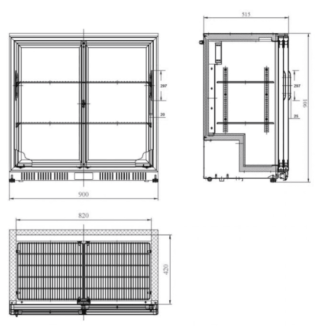 Refroidisseur de bar noir 2 portes COMBISTEEL 7527.0020