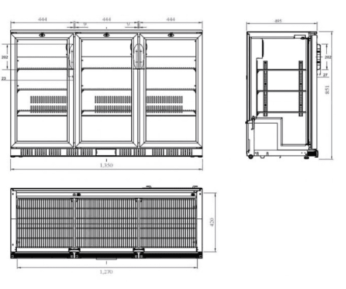 Refroidisseur de bar noir 3 portes COMBISTEEL 7527.0040