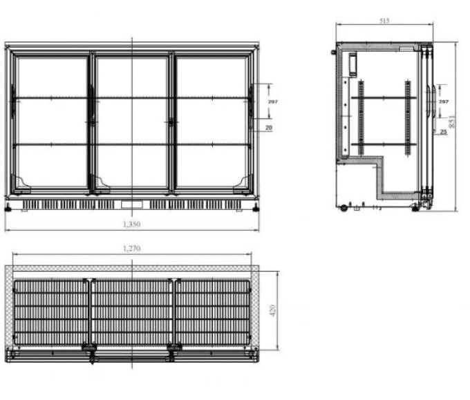 Refroidisseur de bar noir 3 portes coulissantes COMBISTEEL 7527.0050 