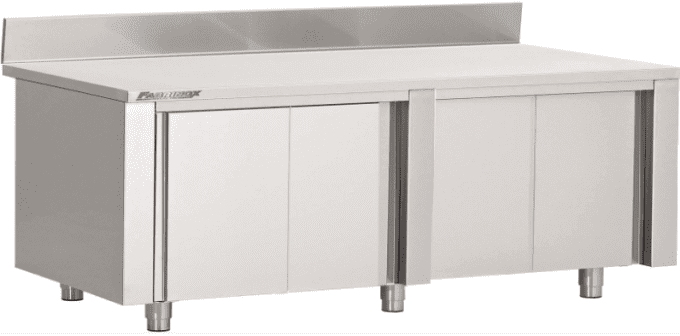 Table armoire adossée chauffante portes coulissantes INOX AISI 430 FABRINOX