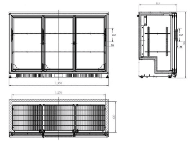 Refroidisseur de bar noir 3 portes coulissantes COMBISTEEL 7527.0025 