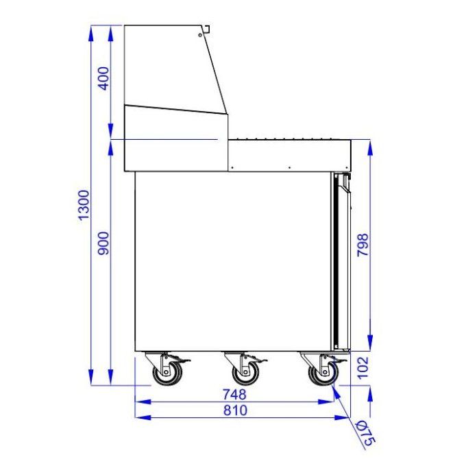 Établi à pizza 3 portes 13x 1/3 GN COMBISTEEL 7489.5300