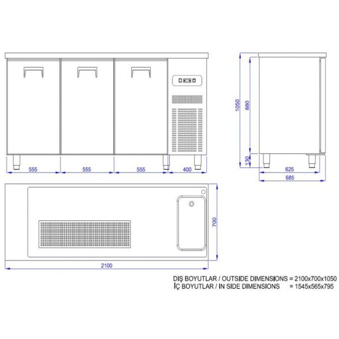 Refroidisseur de bière 3 portes 1R COMBISTEEL 7489.5330