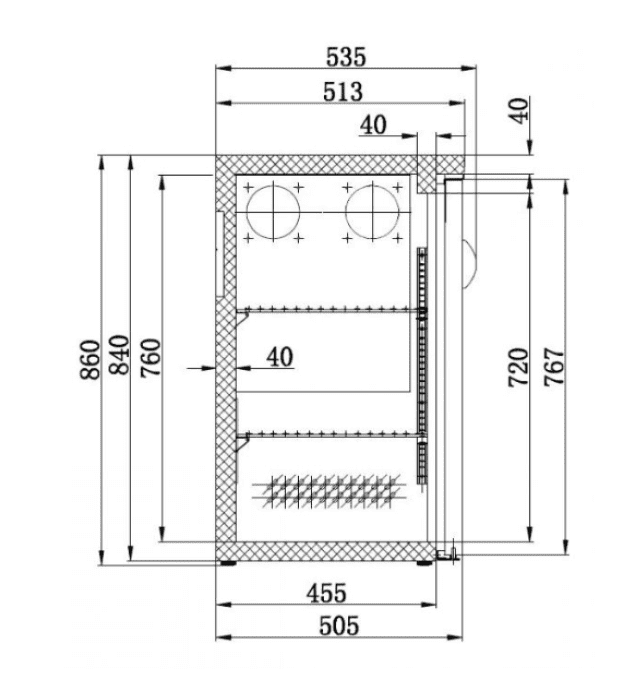 Refroidisseur de bar noir 2 portes COMBISTEEL 7450.0315