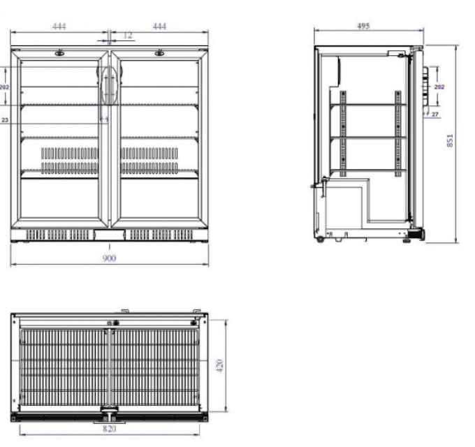 Refroidisseur de bar noir 2 portes COMBISTEEL 7527.0035 