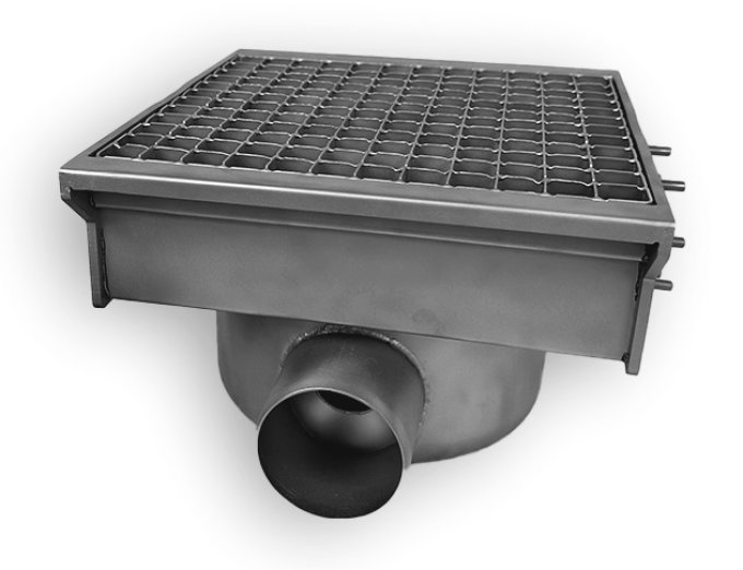 DRAIN INOX 300X265 AVEC 2 SORTIES POUR GOUTTIÈRE À FENTE