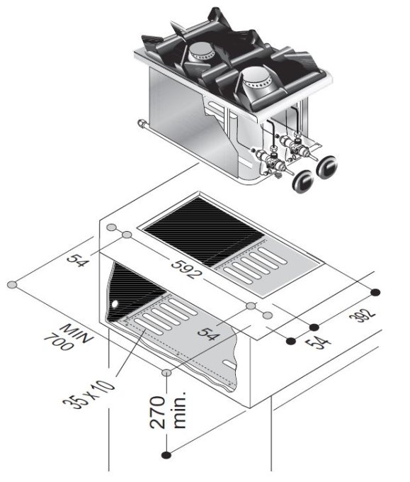 CUISINIÈRE À GAZ 2 BR. 7KW