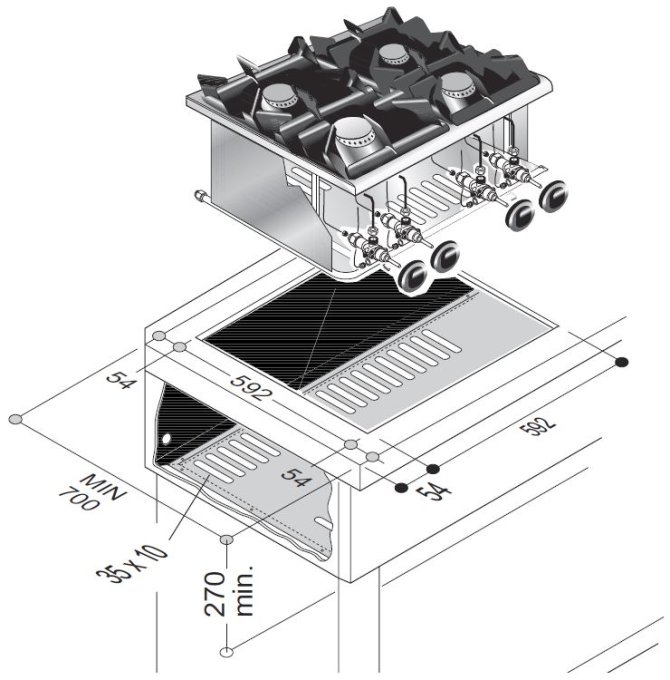 CUISINIÈRE À GAZ 4 BR. 18KW