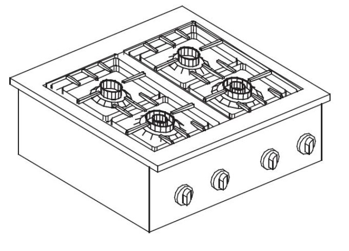 CUISINIÈRE À GAZ 4 BR. 14KW COMBISTEEL 7266.0020