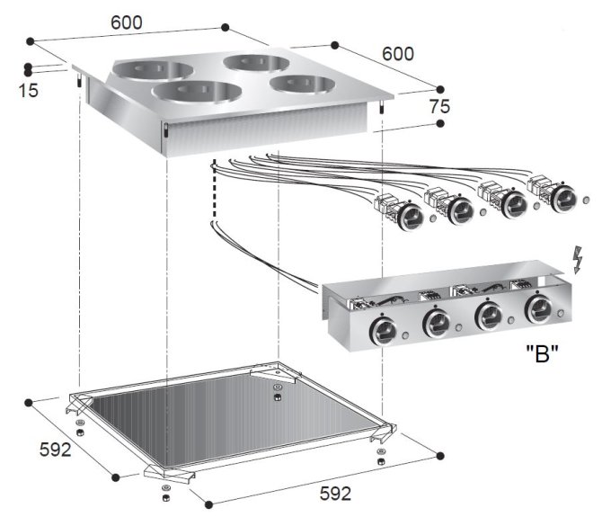 CUISINIÈRE ÉL. 4 PL. COMBISTEEL 7266.0030