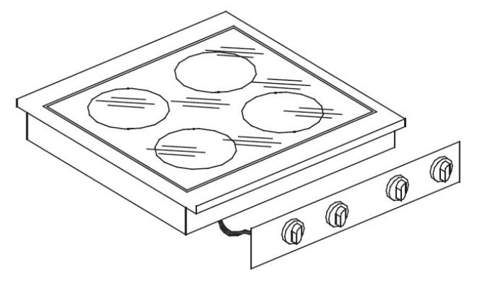 CUISINIÈRE EN CÉRAMIQUE 4 ZONES COMBISTEEL 7266.0040