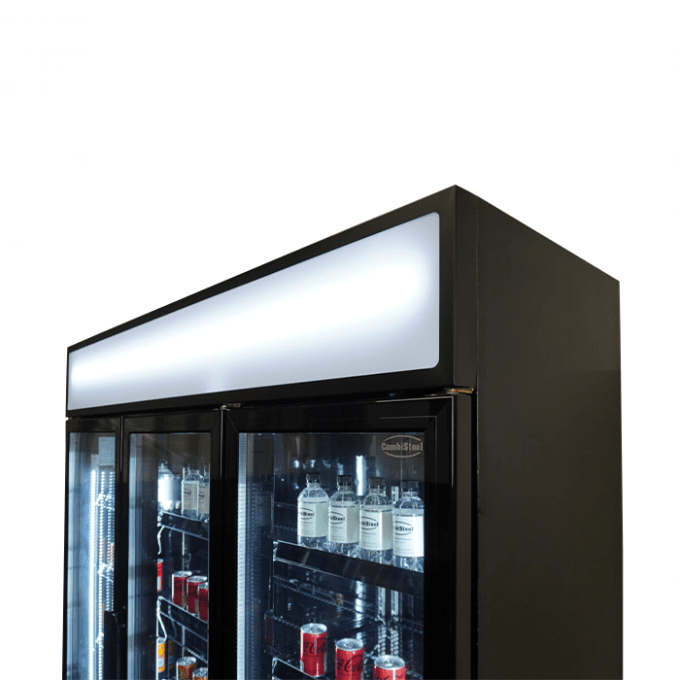 RÉFRIGÉRATEUR 3 PORTES EN VERRE NOIR FCU-1200 BL