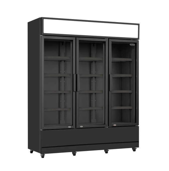 RÉFRIGÉRATEUR 3 PORTES EN VERRE NOIR FCU-1200 BL