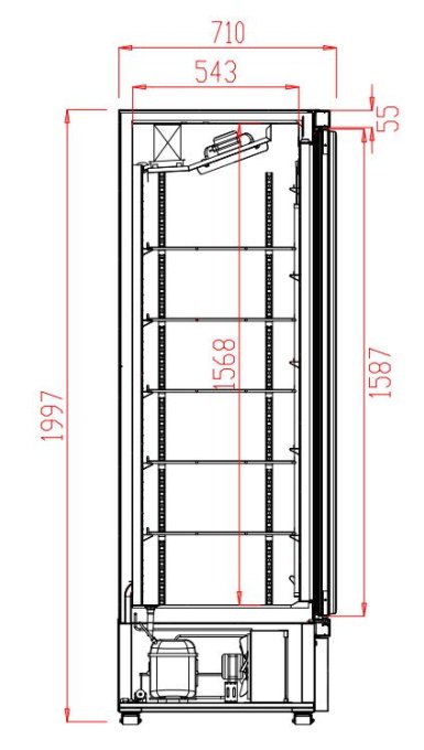 RÉFRIGÉRATEUR 1 PORTE EN VERRE JDE-600R