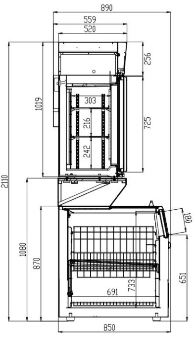 CHAMBRE MURALE FRIGORIFIQUE BLANC 2 PORTES EN VERRE COMBISTEEL 7455.2520