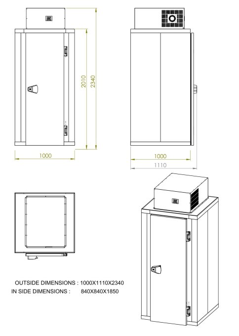 MINI CHAMBRE FROID INCL. UNITÉ TYPE POSITIF