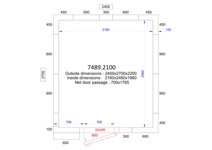 CHAMBRE FROIDE POSITIVE/NEGATIVE 2400x2700x2200 - 120 MM  *TRANSPORT SUR DEMANDE*