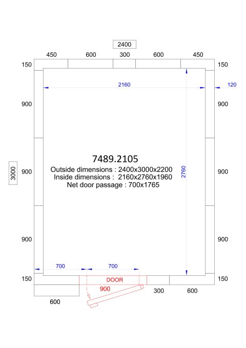 CHAMBRE FROIDE POSITIVE/NEGATIVE 2400x3000x2200 - 120 MM  *TRANSPORT SUR DEMANDE*