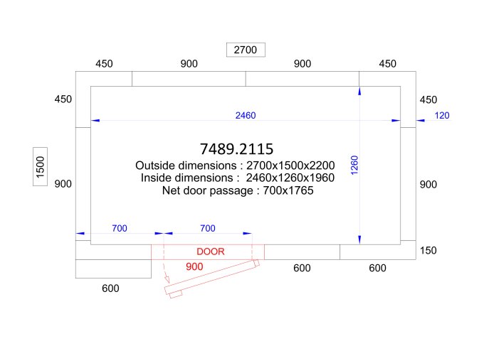 CHAMBRE FROIDE POSITIVE/NEGATIVE 2700x1500x2200 - 120 MM  *TRANSPORT SUR DEMANDE*