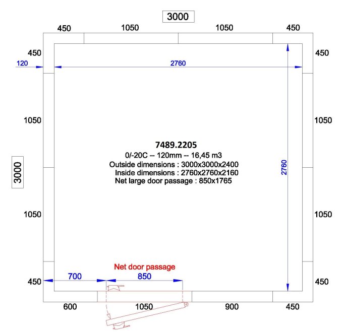 CHAMBRE FROIDE POSITIVE/NEGATIVE 3000x3000x2400 - 120 MM  *TRANSPORT SUR DEMANDE*