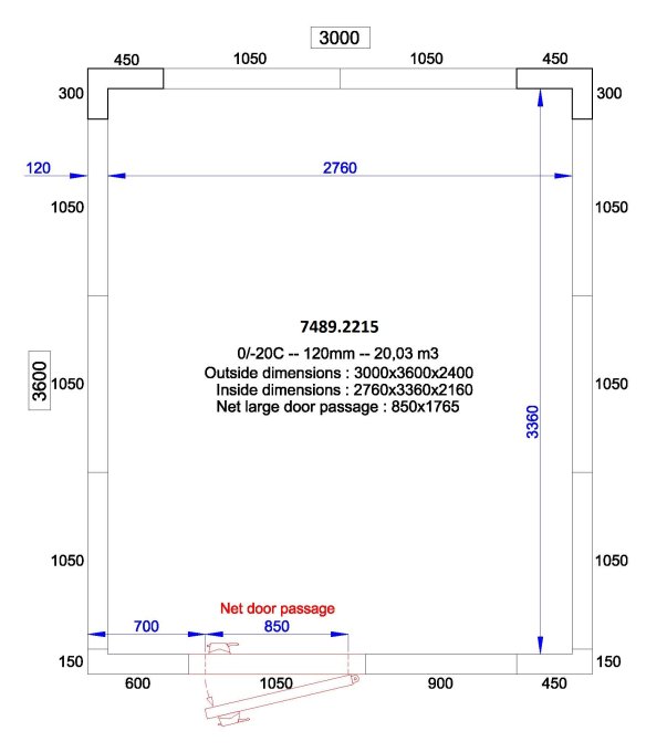 CHAMBRE FROIDE POSITIVE/NEGATIVE 3000x3600x2400 - 120 MM  *TRANSPORT SUR DEMANDE*