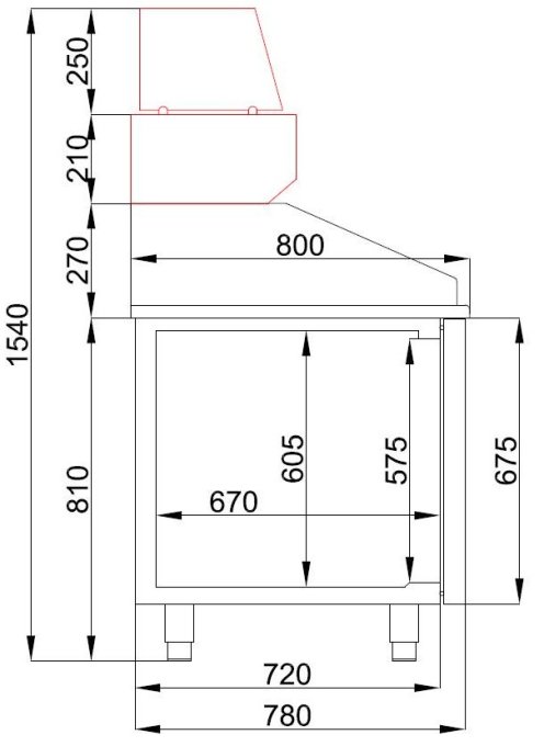 TABLE PRÉP POUR PIZZA 2 PORTES ET 5 TIROIRS