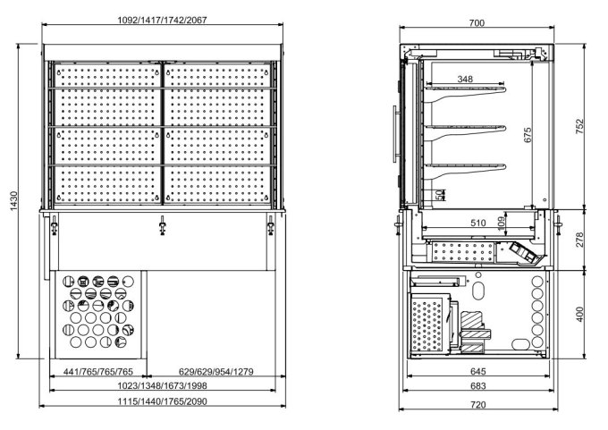 DROP-IN VITRINE CUBIQUE RÉFRIGÉRÉE - ROLL-UP 3/1