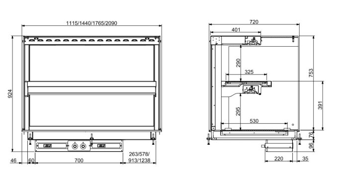 DROP-IN VITRINE CUBIQUE CHAUFFANTE AVEC PLAQUE VITRO CERAMIQUE MODELE MURAL - NOIR 3/1