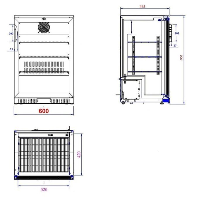 Refroidisseur de bar noir 1 porte  128 litres COMBISTEEL 7527.0030