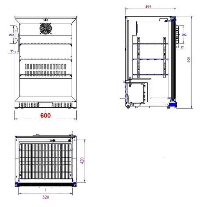 Refroidisseur de bar noir 1 porte  138 litres COMBISTEEL 7527.0005