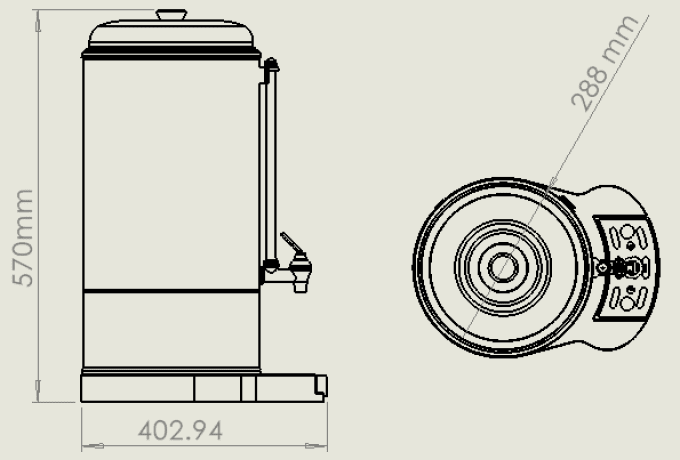 PERCOLATEUR À CAFÉ PAROI DOUBLE 10L - 60 TASSES