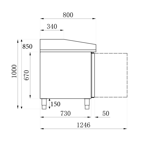 TABLE PRÉP POUR PIZZA 2 PORTES 7 TIROIRS