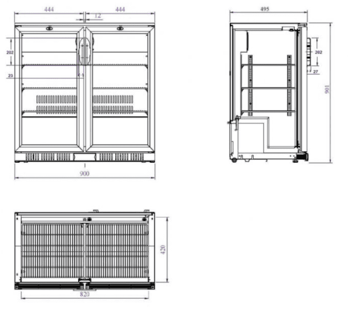 Refroidisseur de bar noir 2 portes COMBISTEEL 7527.0010 