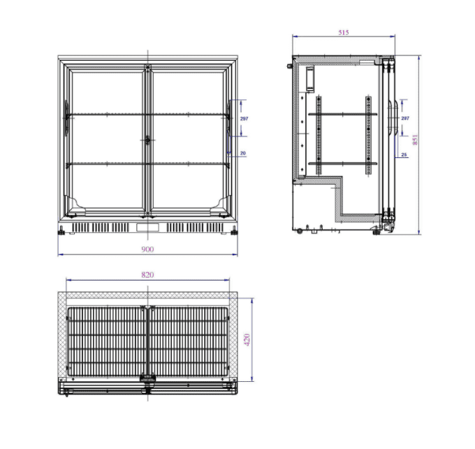 Refroidisseur de bar noir 2 portes COMBISTEEL 7527.0045