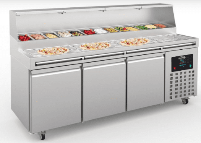 Établi pizza 3 portes 13x 1/3 GN COMBISTEEL 7489.5305 