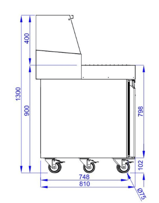 Établi pizza 3 portes 13x 1/3 GN COMBISTEEL 7489.5305 