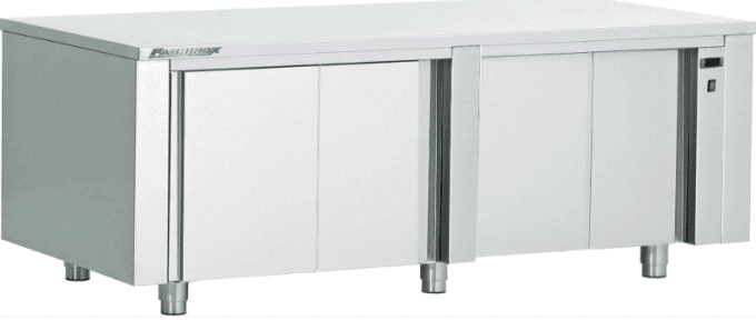 Table armoire centrale chauffante portes coulissantes INOX AISI 430 FABRINOX 