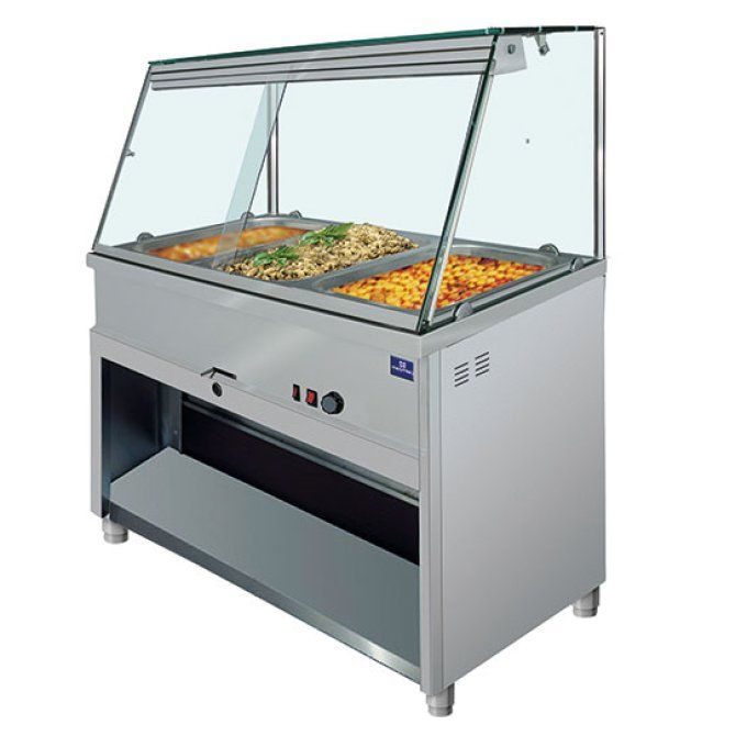 Comptoir bain-marie 4x GN 1/1 avec vitre vertical, +30°/+90°C, VIRTUS, IEA0021