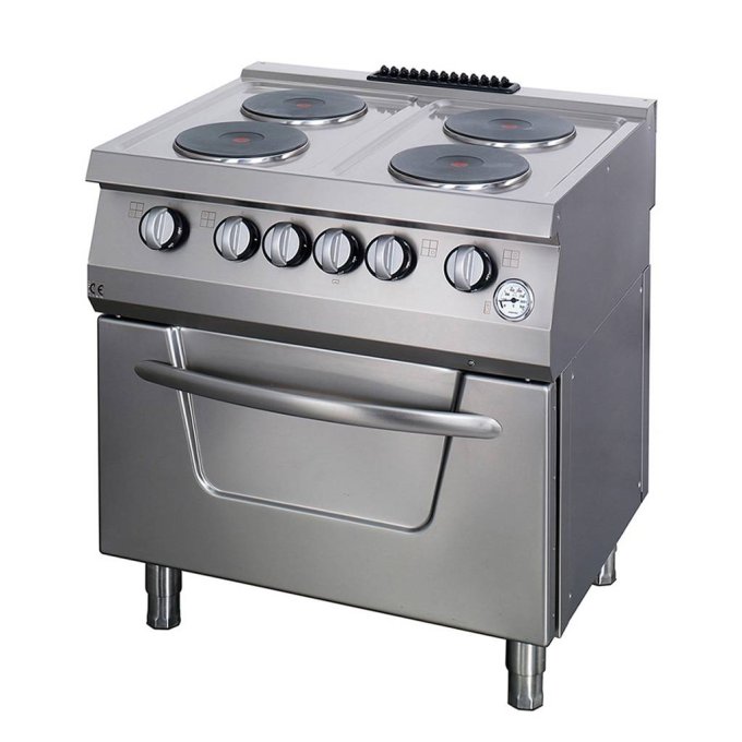 Heavy Duty cuisinière - 4 brûleurs - unité double - profondeur 70 cm - avec four - électrique