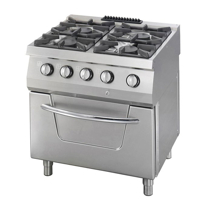 Heavy Duty cuisinière - 4 brûleurs - unité double - profondeur 70 cm - 37kW - gaz incl four