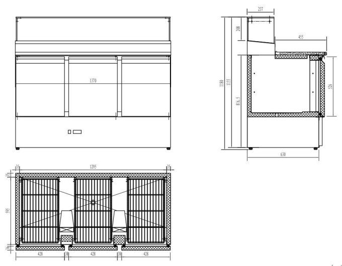 Comptoir à pizza 3 portes COMBISTEEL 7450.0220 